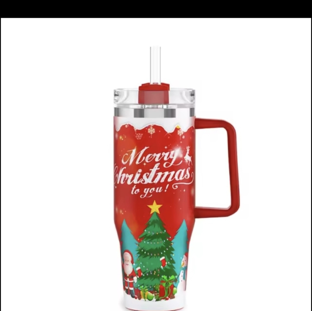 Christmas Themed Red Travel Mug